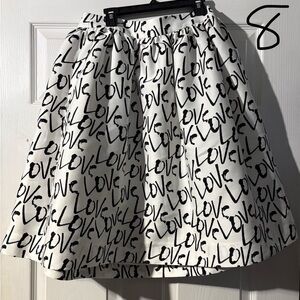 Rare Kate Spade Love Print White and Black Skirt